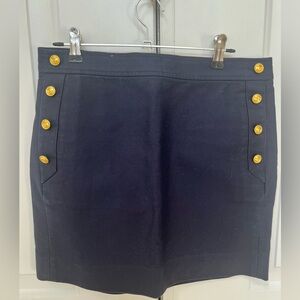 J. Crew Navy Skirt with Nautical Gold Buttons